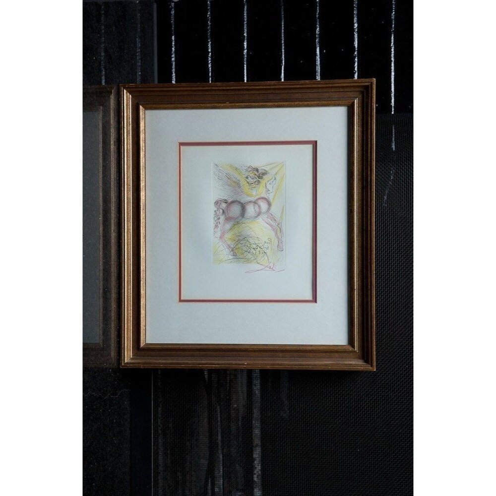 Salvador Dali Pegasus Etching In Color Quinae Gravures 1968 Frame COA #12099 Vin